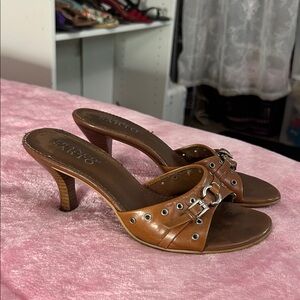 Y2K Vintage FrancoSarto Brown Leather Women's Kitten Heels Size US 5W